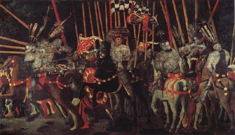 UCCELLO, Paolo The battle of San Romano the intervention of Micheletto there Cotignola France oil painting art